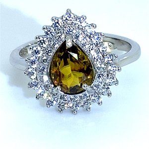 Sphene 1.50ct White Gold Finish Solid Silver Ring